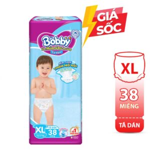 Bỉm - Tã dán Bobby size XL - 38 miếng (Cho bé 12 - 17kg)