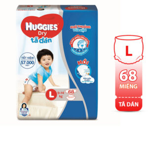 Bỉm - Tã dán Huggies size L - 68 miếng (Cho bé 8 - 13kg)