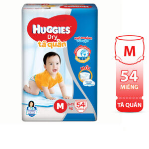 Bỉm - Tã quần Huggies Dry size M - 54 miếng (Cho bé 6 - 11kg)