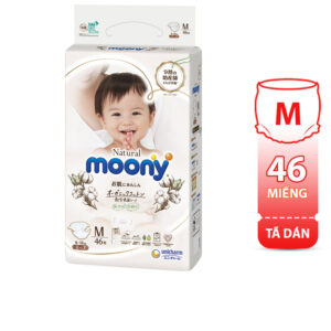 Bỉm - Tã dán Moony Natural size M 46 miếng