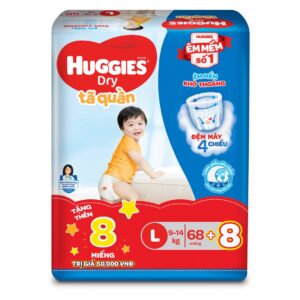 Bỉm - Tã quần Huggies size L - 68 miếng (Cho bé 9 - 14kg)