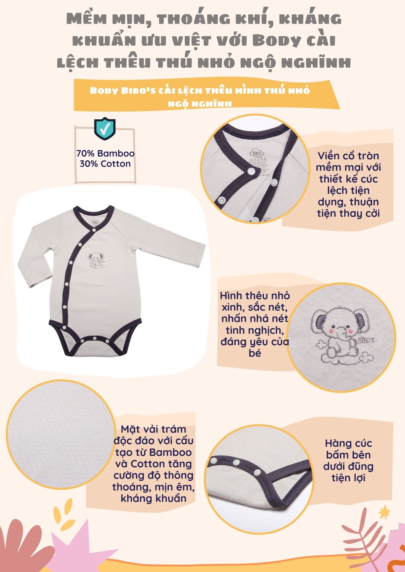 Body MBVT’S cài lệch thêu hình thú nhỏ ngộ nghĩnh
