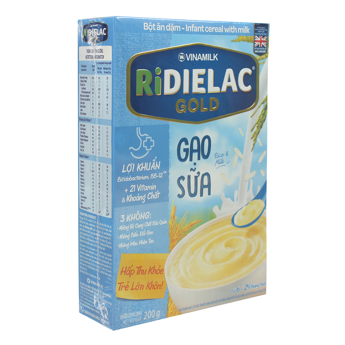 Bột ăn dặm Ridielac Gold gạo sữa 200g