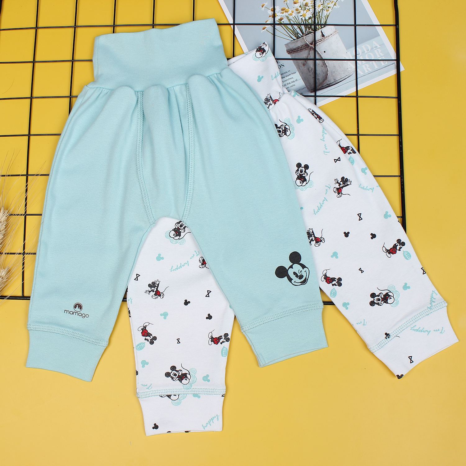 Set 2 quần cạp cao cho bé Mamago NĐ19 (Xanh)