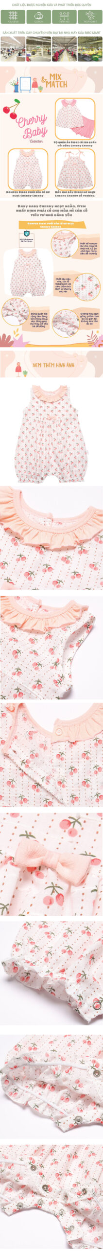 Romper Bibos phối bèo cổ nơ ngực Cherry Cherry 1 Set Cherry scaled