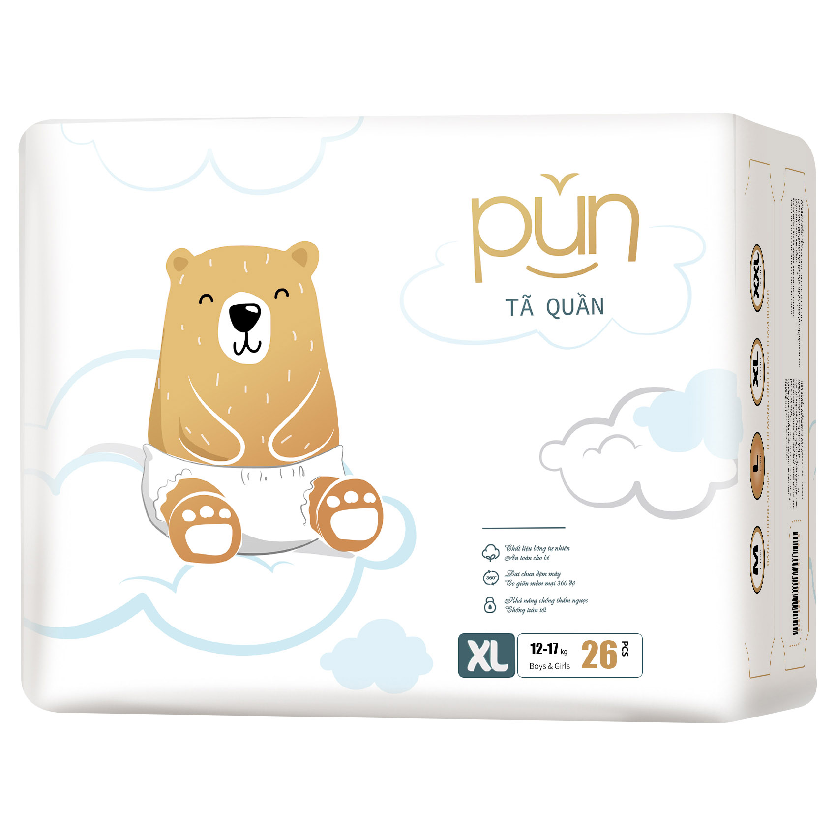 Bỉm - Tã quần Pun size XL - 26 miếng (12 - 17kg) 1 Bim-Ta-quan-Pun-size-XL-26-mieng-12-17kg