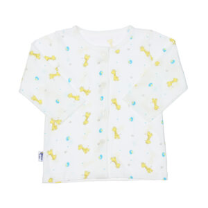Áo dài tay sơ sinh mẹ bé in hình hươu cao cổ 9-12M (Trắng Vàng)