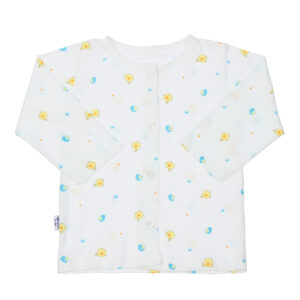 Áo sơ sinh dài tay mẹ bé in hình gà con (Trắng vàng) 6-9M