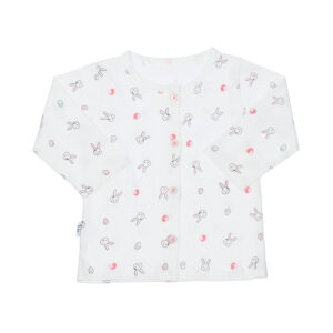 Áo sơ sinh dài tay mẹ bé in hình thỏ 3-6M (Trắng Hồng)