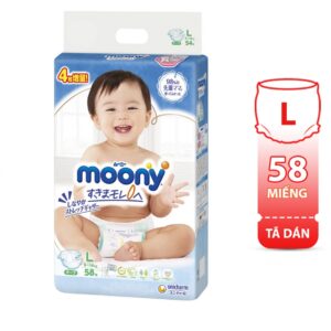 Bỉm - Tã dán Moony size L 58 thêm miếng