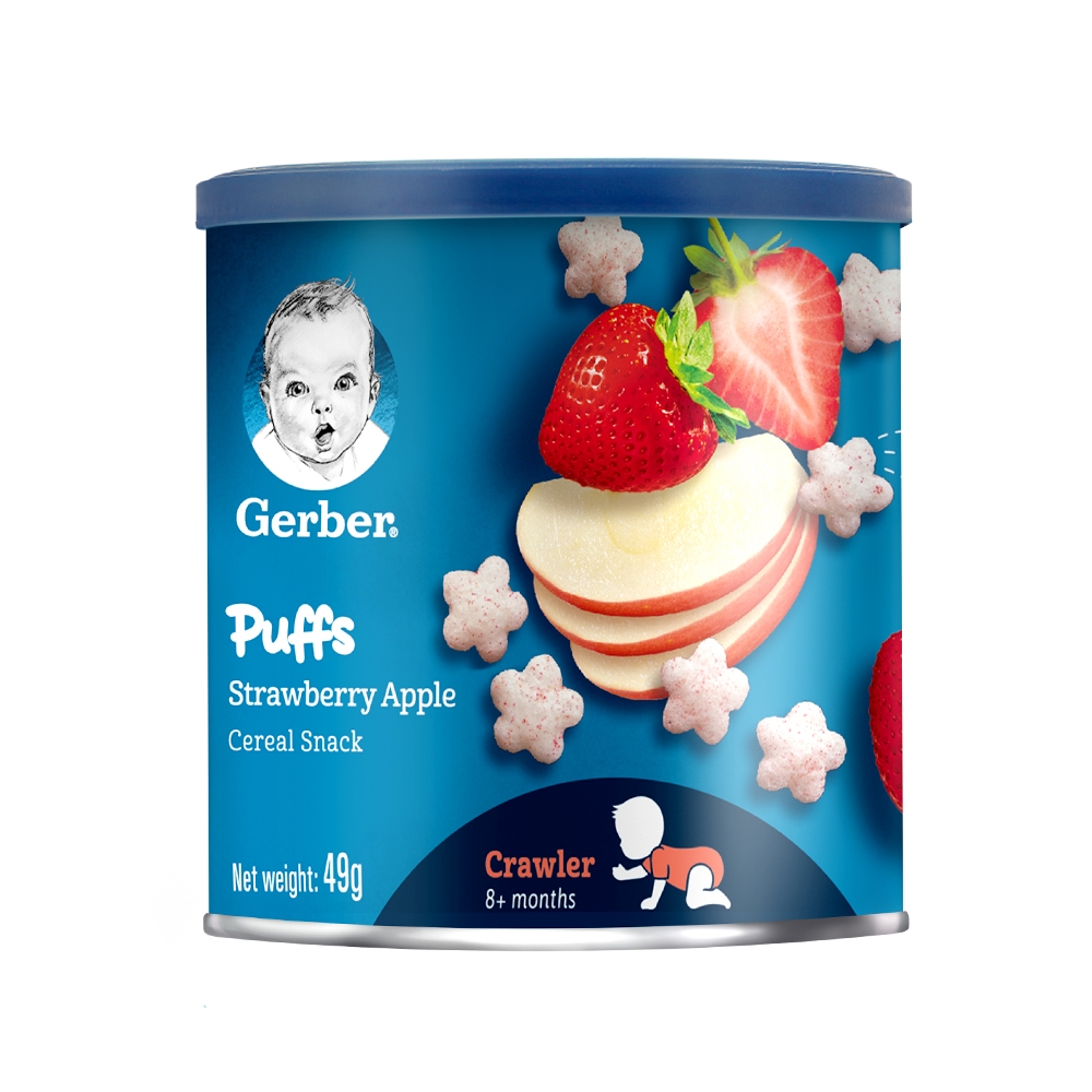 Bánh ăn dặm Gerber hình sao vị Dâu Táo 49g cho bé 8M+ 1 banh an dam gerber hinh sao vi dau tao 49g cho be 8m