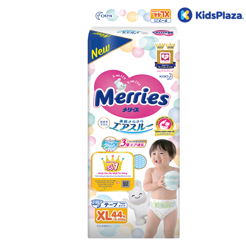 Bỉm - Tã dán Merries size XL 44 miếng (cho bé 12 - 20kg) 1 Bỉm - tã dán Merries XL 44 miếng