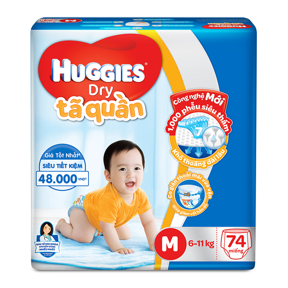Bỉm - Tã quần Huggies size M 74 miếng (cho bé 6 - 11kg) 1 tã quần huggies size m 74 miếng
