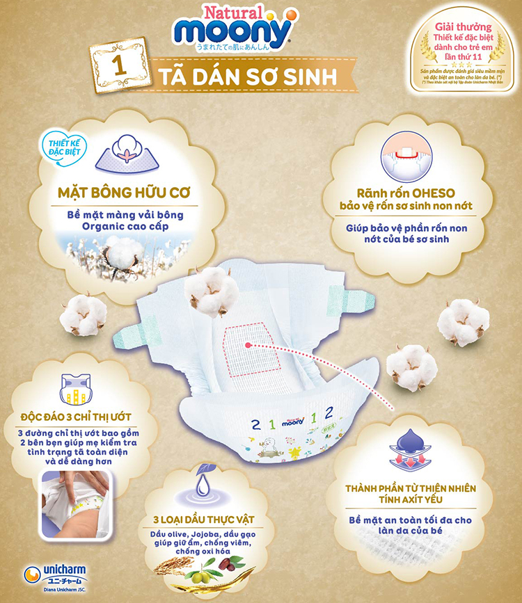 Đặc điểm Bỉm - Tã dán Moony Natural size M 46 miếng (Cho bé 6 - 11kg) Đặc điểm Bỉm - Tã dán Moony Natural size M 46 miếng (Cho bé 6 - 11kg)