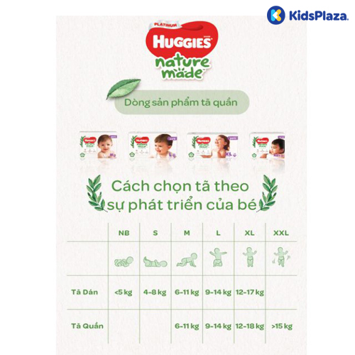 Cách chọn size bỉm - tã Huggies Platinum Made Nature cho bé