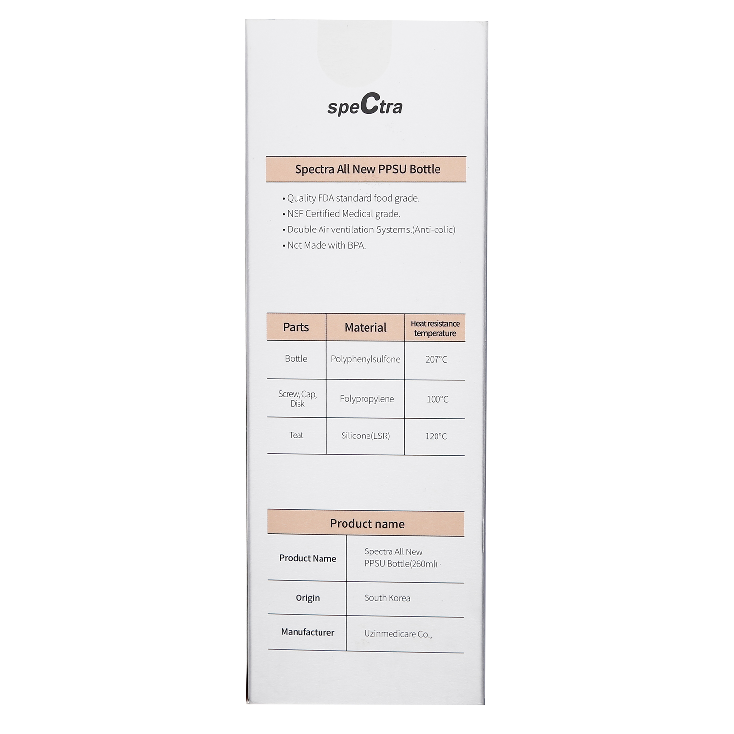 Bình sữa Spectra cổ rộng PPSU 260ml (màu vàng) cho bé trên 3 tháng 3 binh sua ppsu co rong spectra mau vang dung tich 260ml kem num ti 7