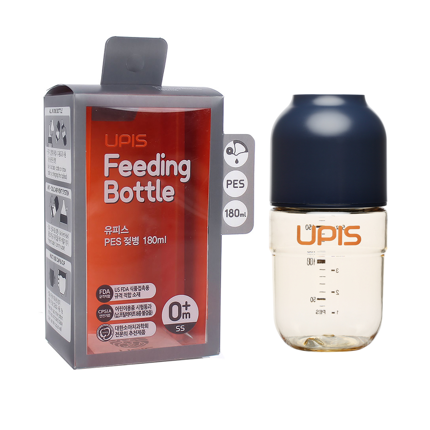 Bình sữa Upis Premium Pes 180ml (Navy) 1 binh sua upis premium pes 180ml navy 3
