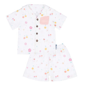 Bộ Pijama xô Bé Gái in hình hoa MBVT''S M21H (Trắng)