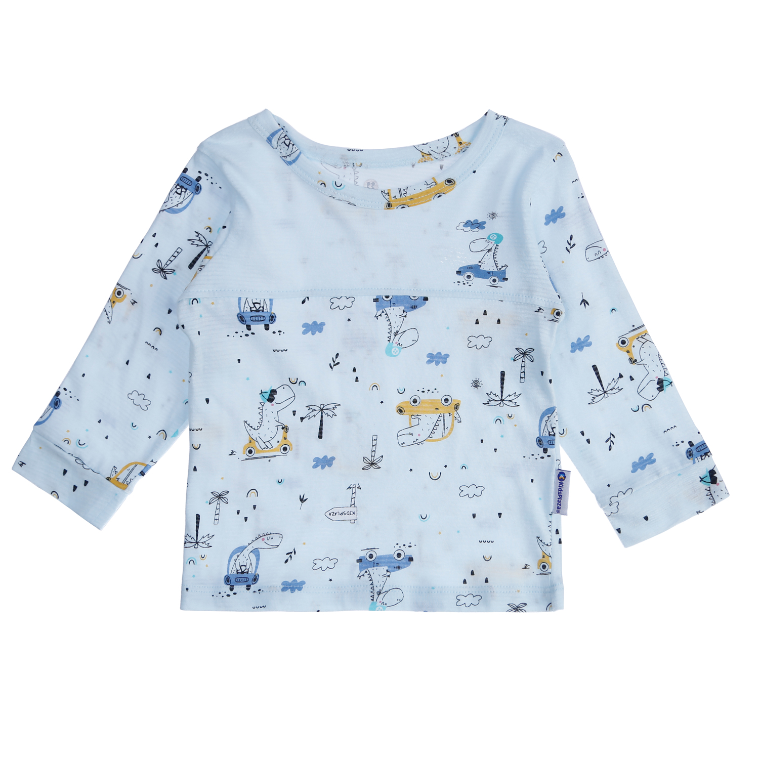 Bộ quần áo dài tay bé trai kẻ phối khủng long MBVT''S M21T (Xanh) 6 bo quan ao dai tay be trai ke phoi khung long kidsplaza m21t xanh 2
