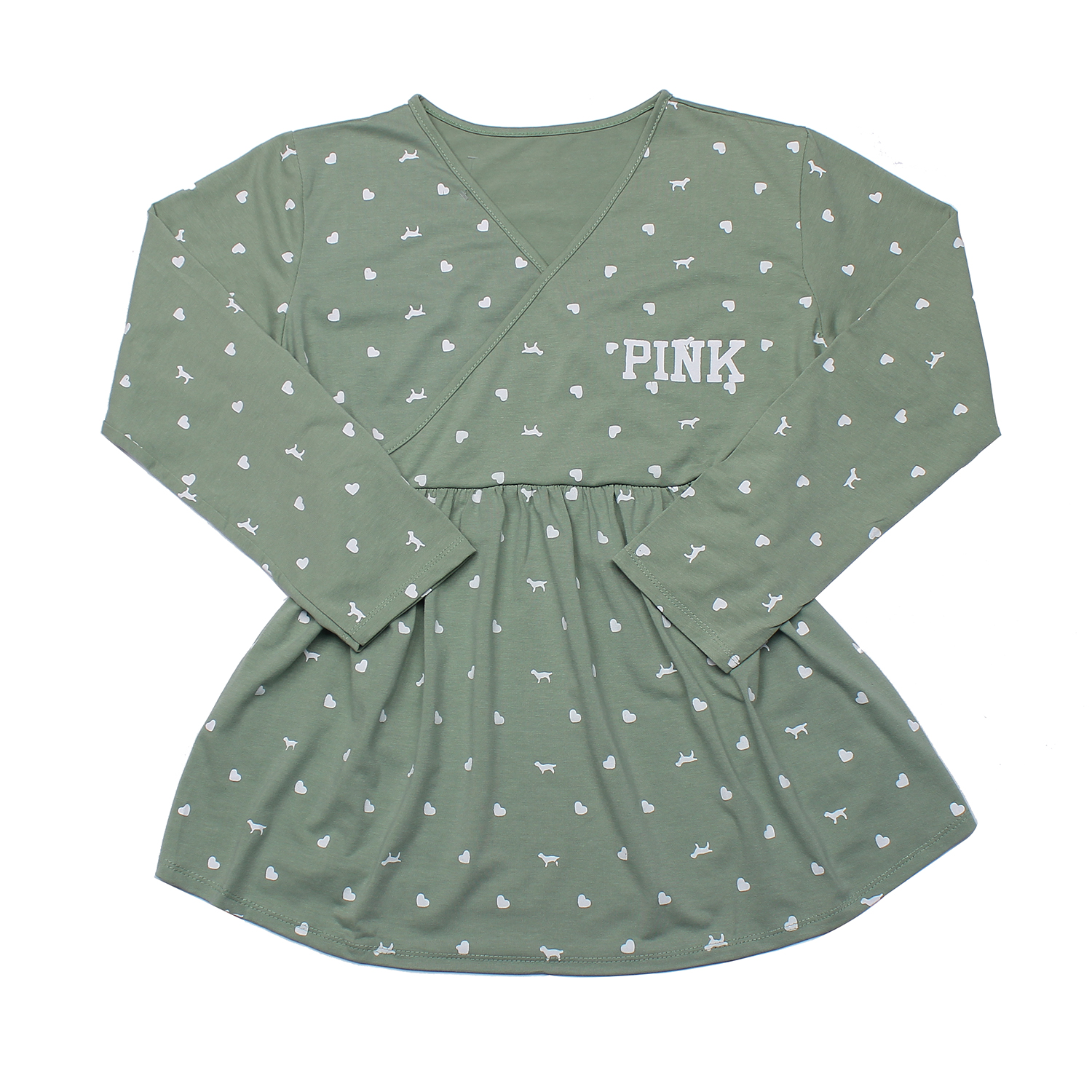 Bộ quần áo sau sinh cho mẹ cotton cổ tim Pink rộng rãi, thoải mái Bộ quần áo sau sinh cho mẹ cotton cổ tim Pink rộng rãi, thoải mái