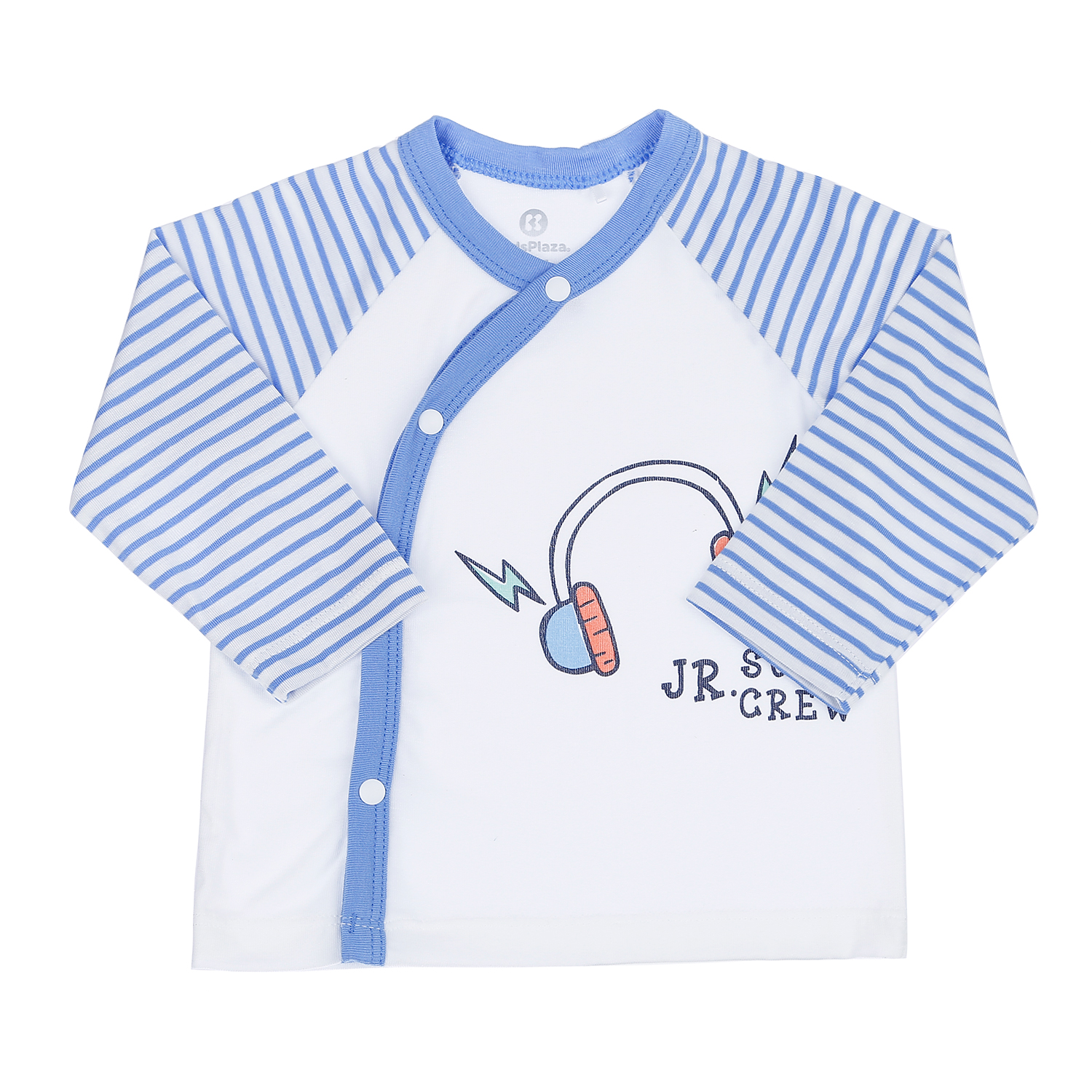 Bộ sơ sinh cài chéo dài tay bé trai Otis in JR MBVT''S ND21H (Trắng Kẻ Xanh) 5 bo so sinh cai cheo dai tay be trai otis in jr kidsplaza nd21h trang ke xanh 2