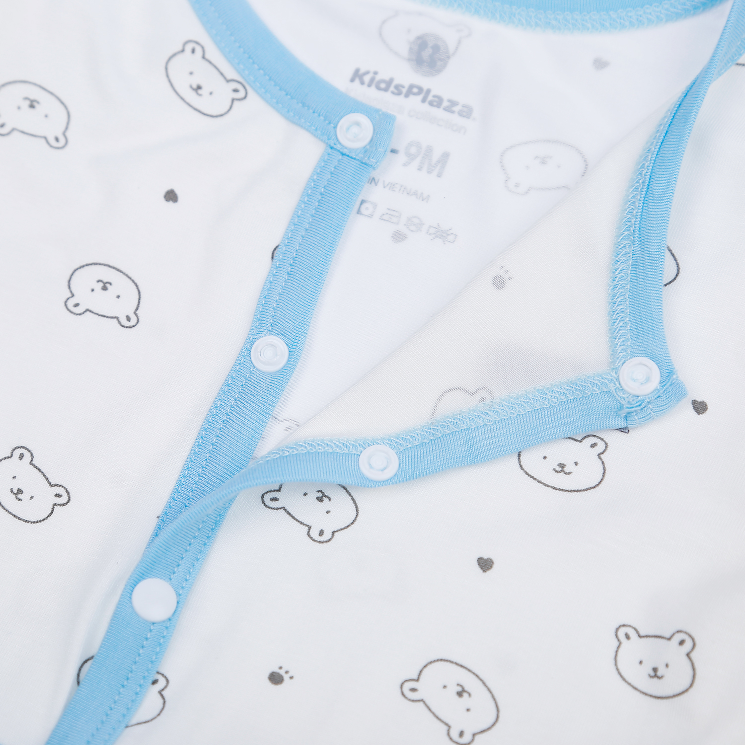 Body cài giữa tay dài MBVT''S in Gấu M21T (Trắng Xanh) 4 body cai giua tay dai kidsplaza in gau nd21h trang xanh 3