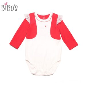 Body dài tay bé gái MBVT’S trắng phối áo khoác
