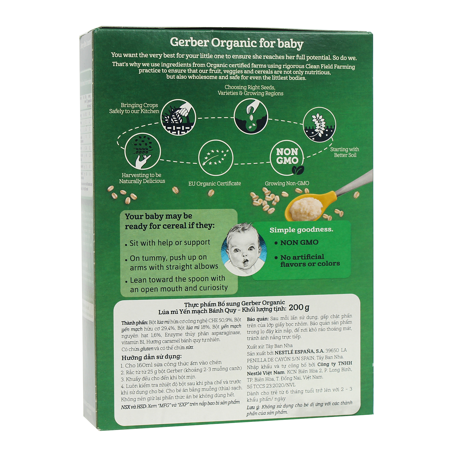 Bột ăn dặm Gerber Organic lúa mì yến mạch bánh quy 200g cho bé 6M+ 2 bot an dam gerber organic lu a mi ye n ma ch ba nh quy 200g 3