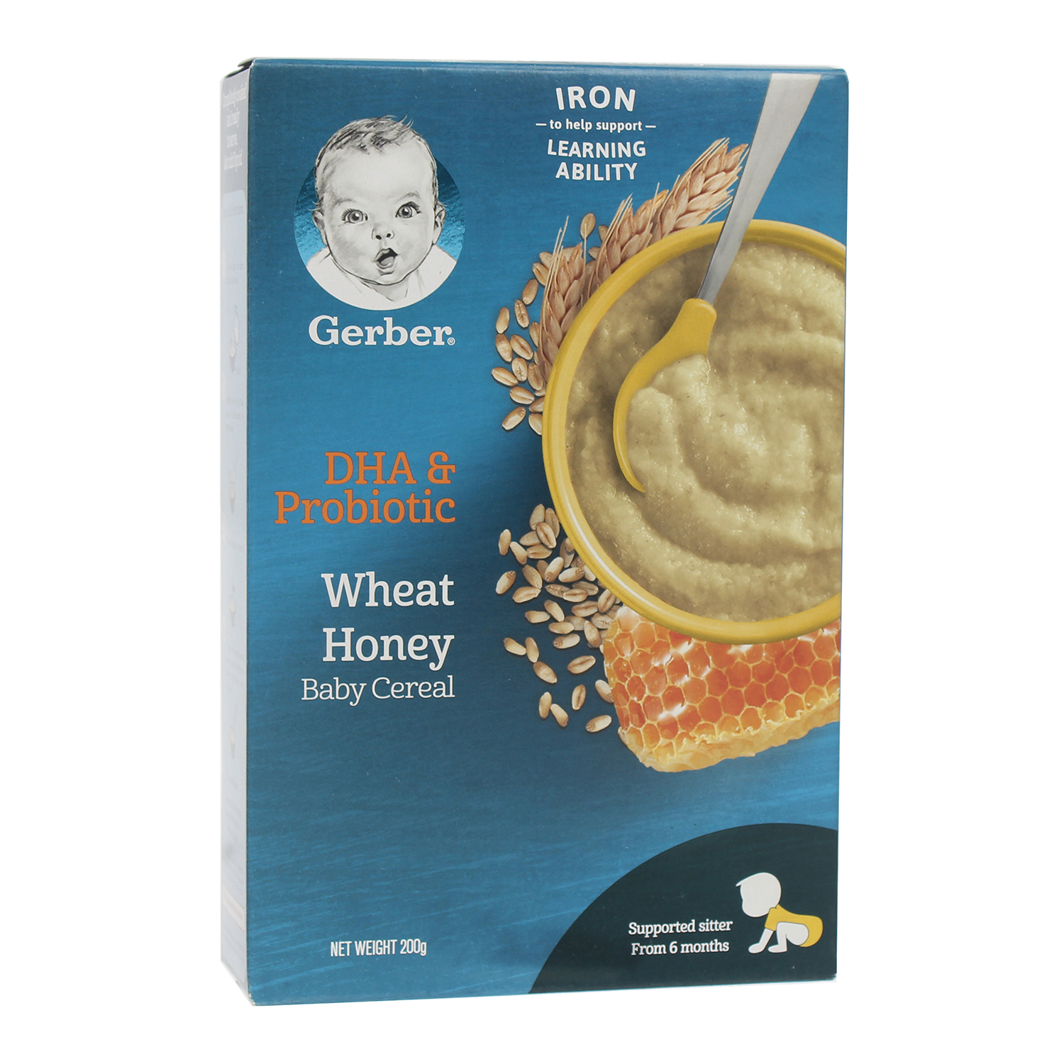 Bột ăn dặm Gerber vị lúa mì mật ong 200g cho bé 6M+ 1 bot an dam gerber vi lu a mi ma t ong 200g 2