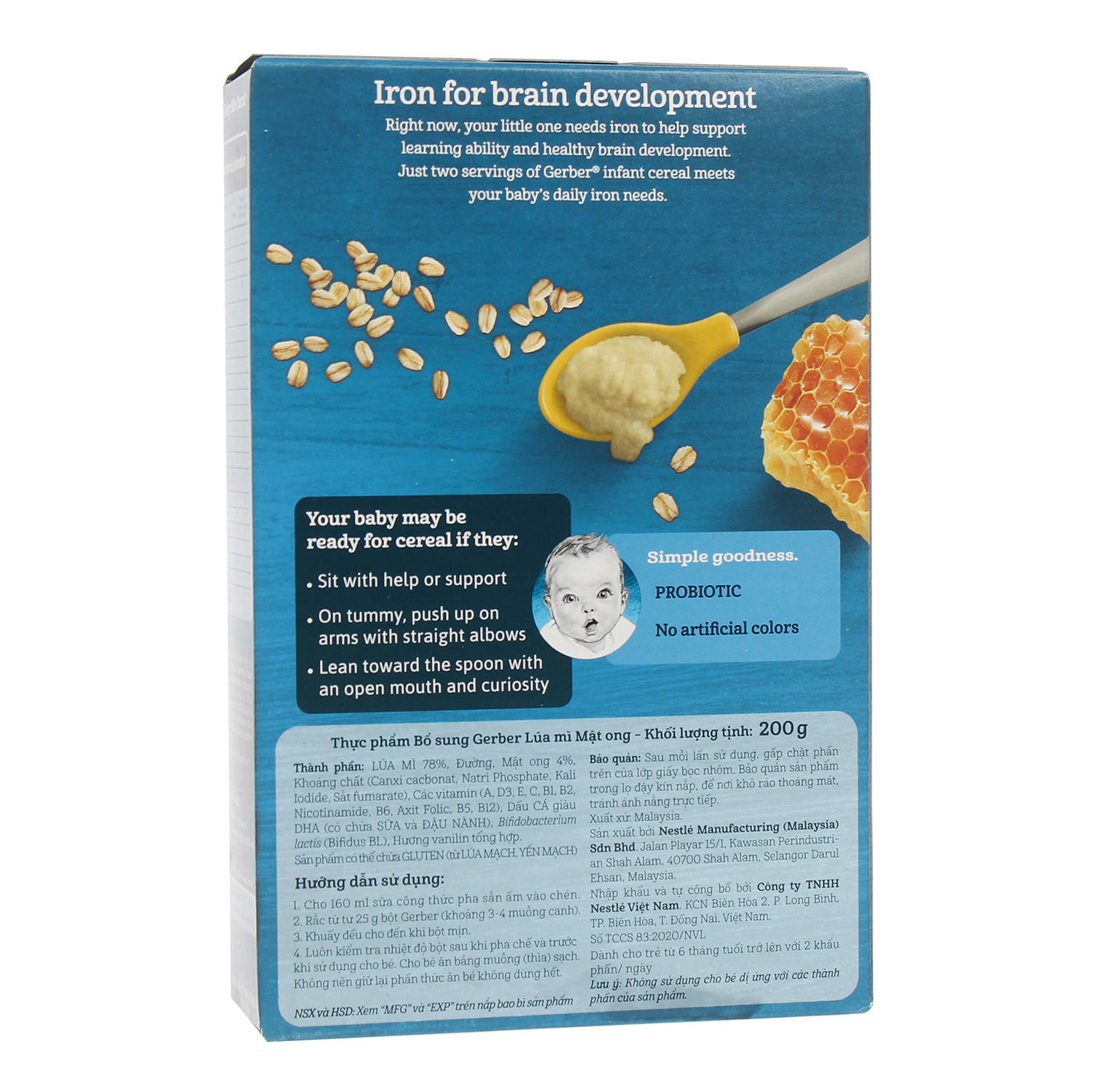 Bột ăn dặm Gerber vị lúa mì mật ong 200g cho bé 6M+ 2 bot an dam gerber vi lu a mi ma t ong 200g 3