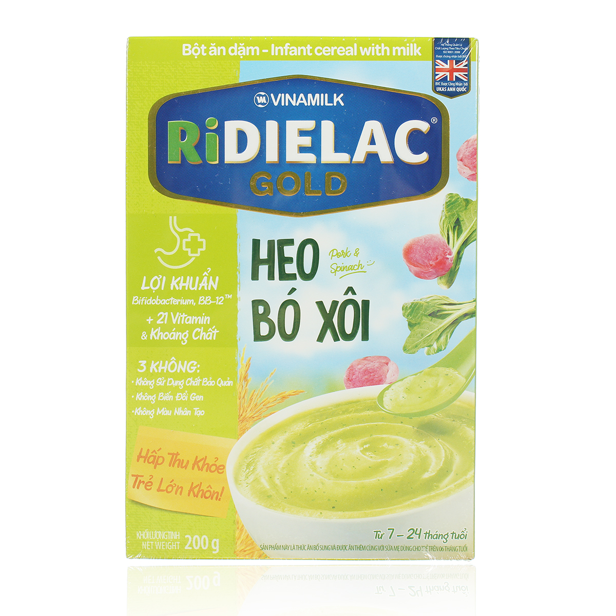 Bột ăn dặm Ridielac Gold vị heo bó xôi 200g cho bé 7M-24M 1 Bột ăn dặm Ridielac Gold vị heo bó xôi