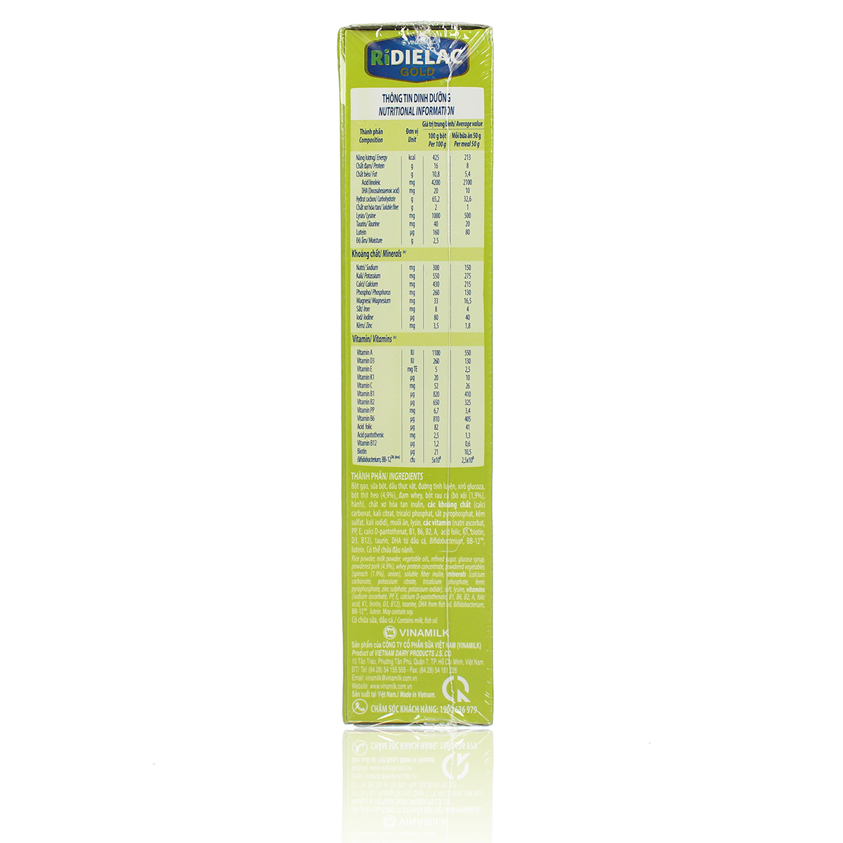 Bột ăn dặm Ridielac Gold vị heo bó xôi 200g cho bé 7M-24M 2 Thành phần dinh dưỡng bột ăn dặm Ridielac Gold vị heo bó xôi
