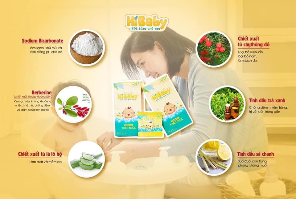 Bột tắm thảo dược trị rôm sảy Hibaby 30g 2 bot tam thao duoc tri rom say hibaby 30g 3