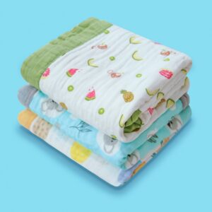 Chăn xô 6 lớp trắng in họa tiết HS01
