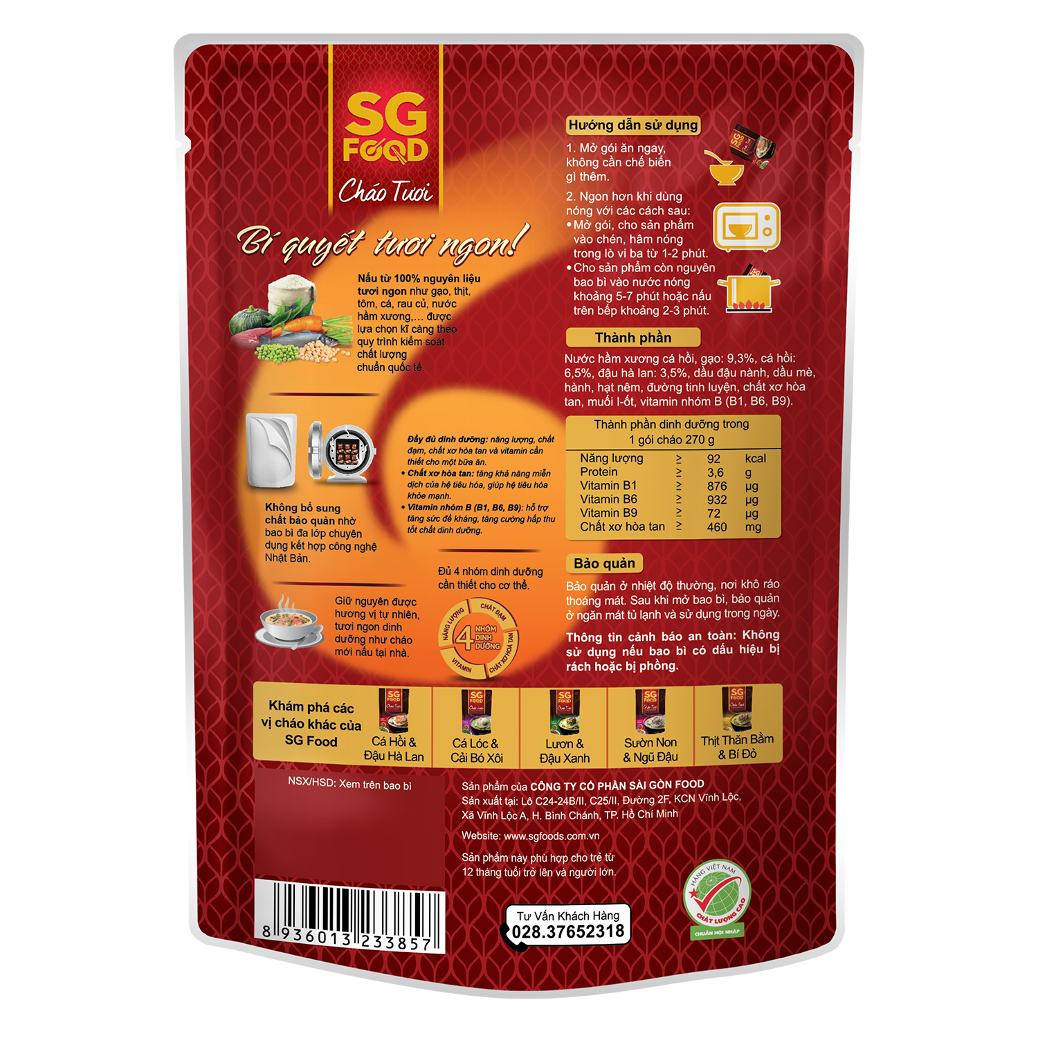 Cháo tươi Sài Gòn Food vị cá hồi & đậu hà lan cho bé 6 tháng Cháo tươi Sài Gòn Food vị cá hồi & đậu hà lan cho bé 6 tháng