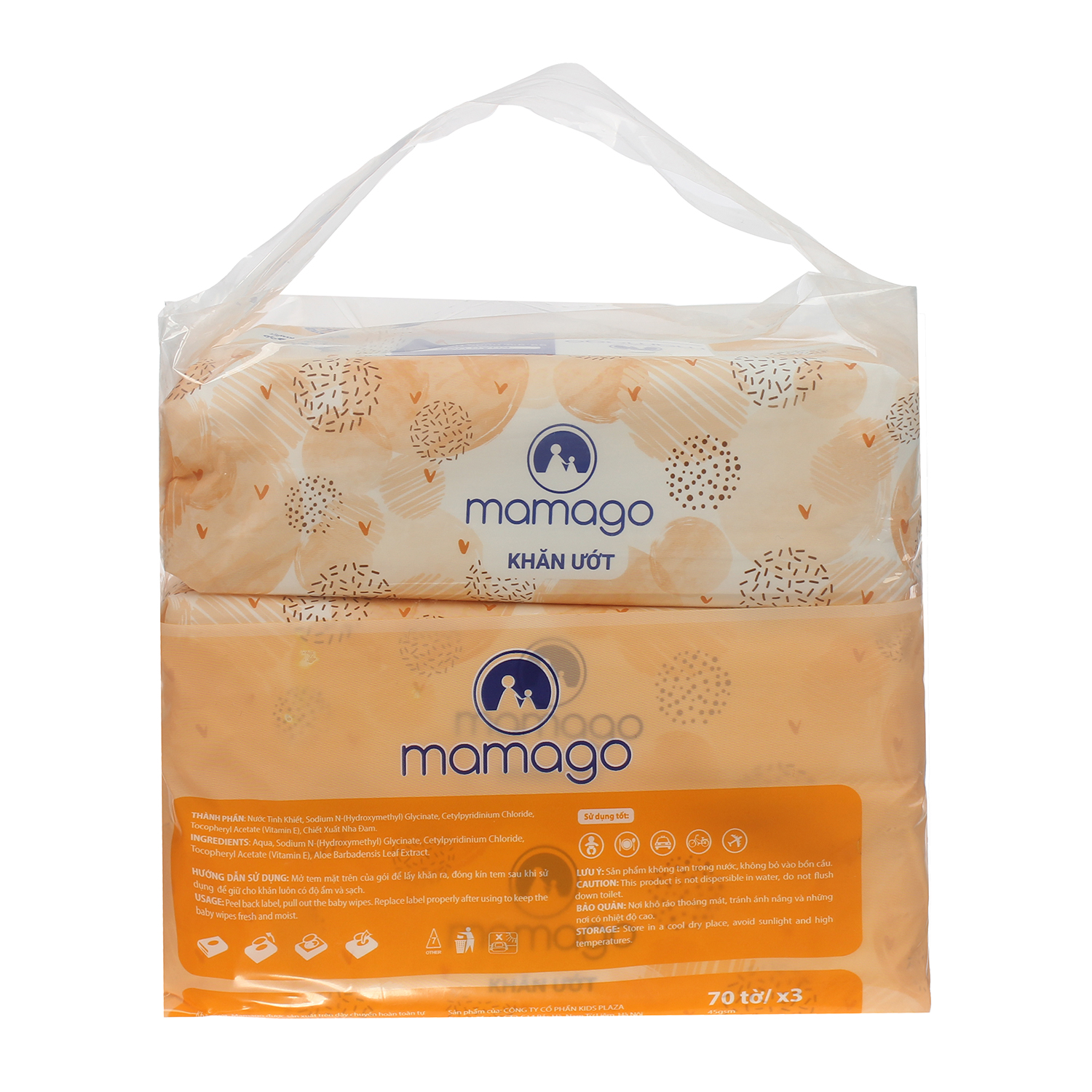 Combo 3 gói khăn ướt tinh khiết Mamago 70pcs MMG 2 combo 3 goi khan uot tinh khiet mamago 70pcs mmg 2