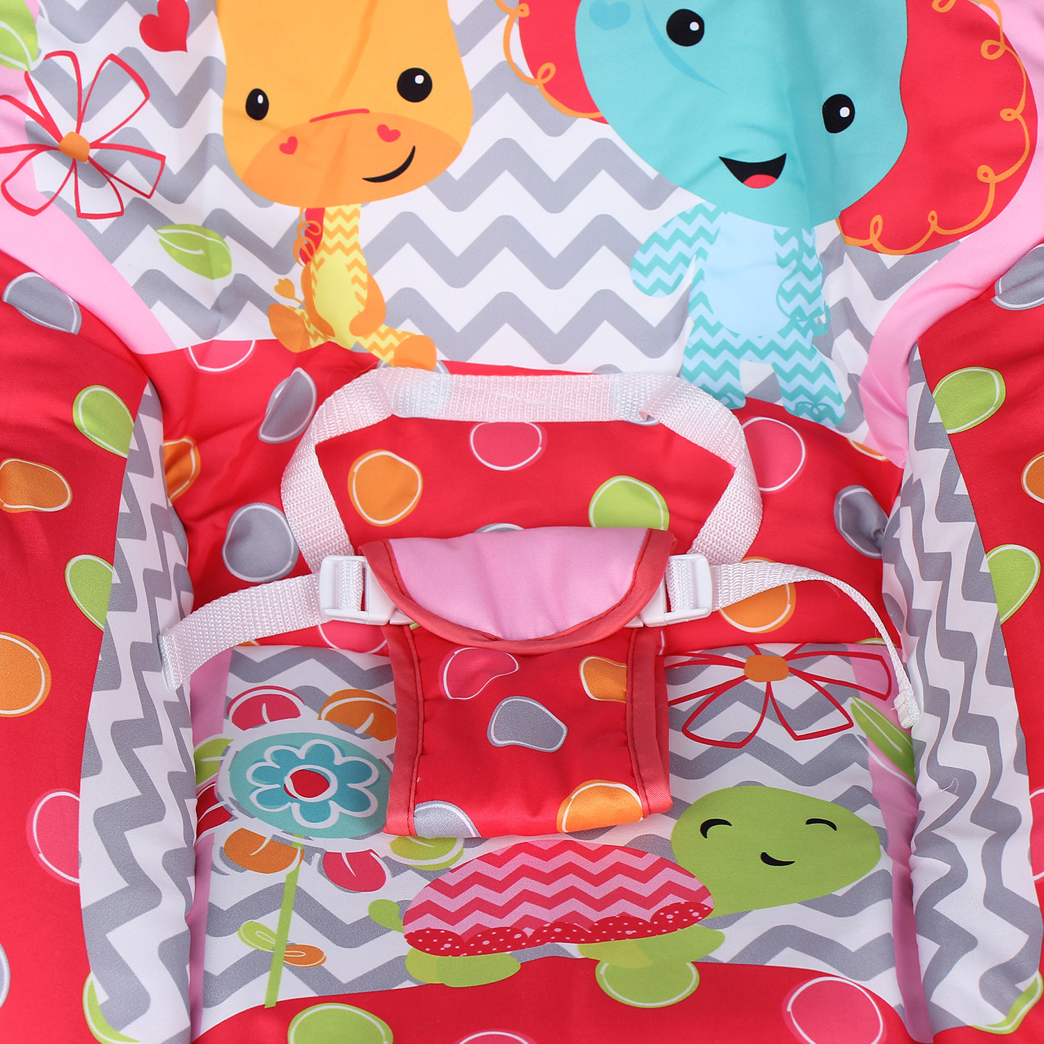 Tựa lựng và tấm lót ghế rung mẹ bé Sweet Lullaby 889 làm bằng chất liệu vải mềm mại, thấm hút mồ hôi tốt