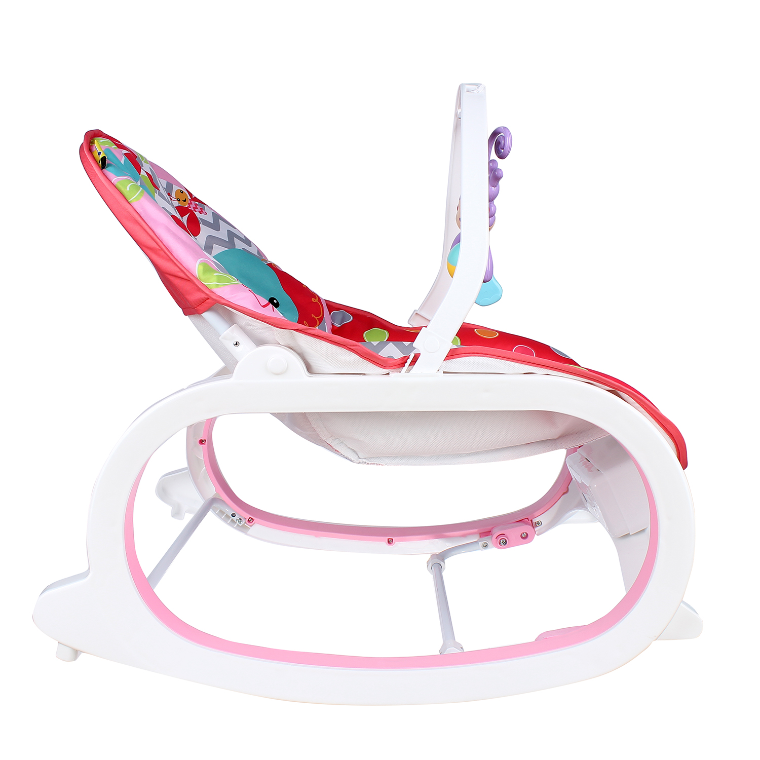 Ghế rung mẹ bé Sweet Lullaby 889 có thanh treo đồ chơi với các hình thú ngộ nghĩnh, đáng yêu