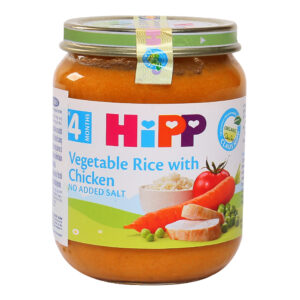 Dinh dưỡng đóng lọ HiPP thịt gà, cơm nhuyễn, rau tổng hợp 4M (Trên 4 tháng)