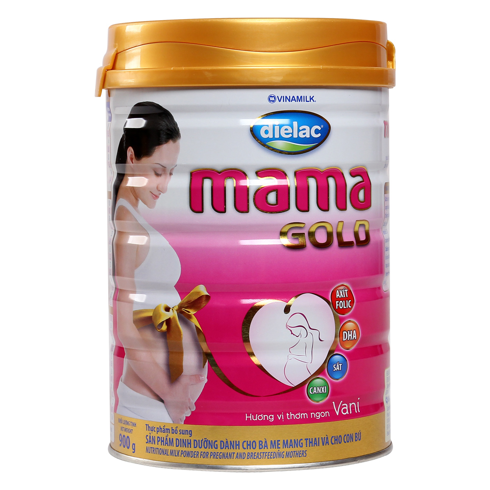 BAO BÌ SỮA DIELAC MAMA GOLD GHI RÕ TRỌNG LƯỢNG 900 GRAM NỔI BẬT