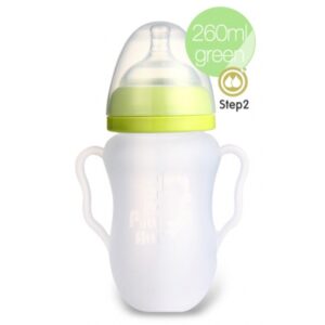 Bình sữa silicon Putti Atti có tay cầm màu xanh 260ml