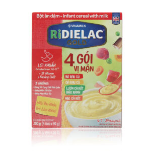 Bột ăn dặm Ridielac Gold 4 gói vị mặn 200g cho bé 7M-24M