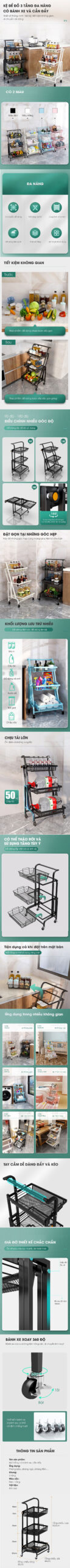Kệ để đồ 3 tầng đa năng có bánh xe SNJ093 3 ke-de-do-3-tang-da-nang-co-banh-xe