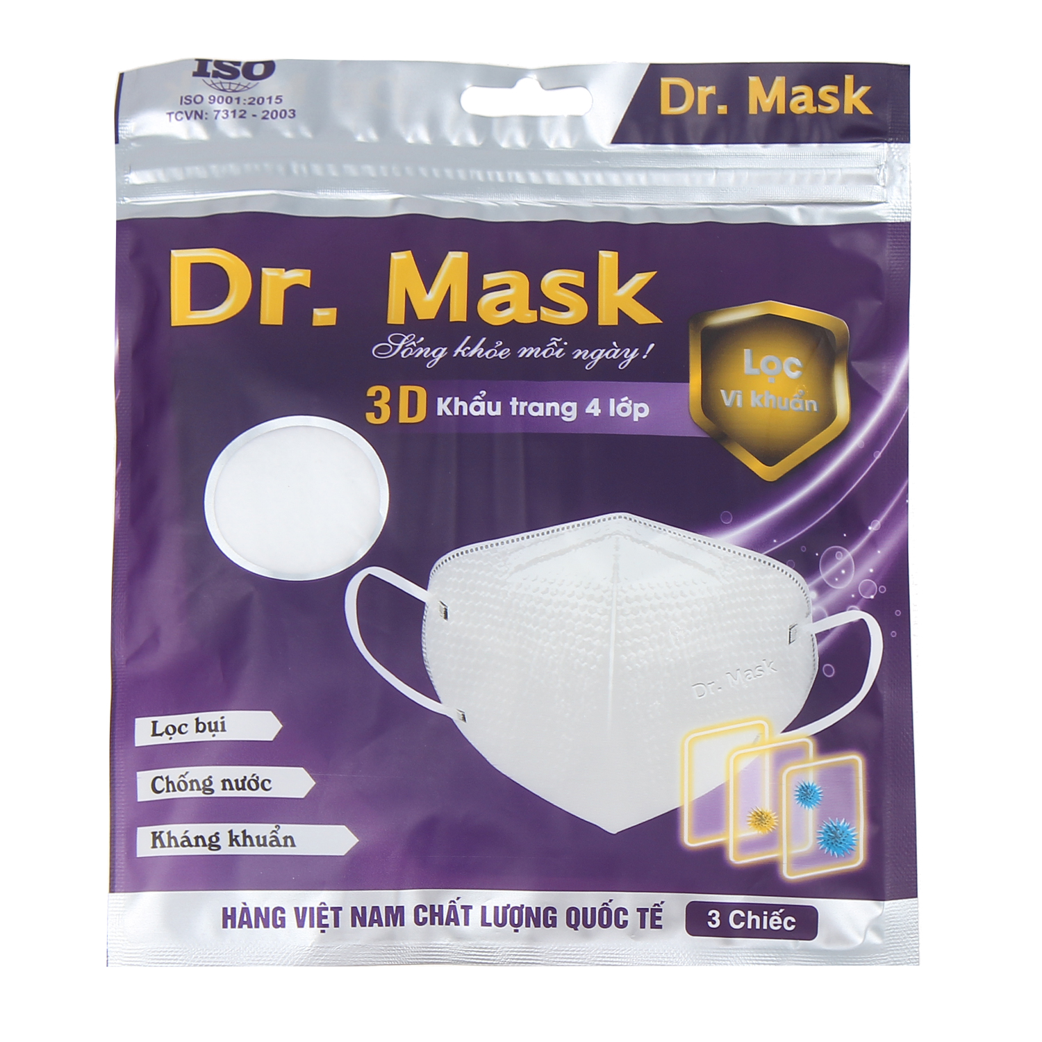 Khẩu trang người lớn 3D S2 Dr. Mask (3 Chiếc/túi) 2 khau trang nguoi lon 3d s2 dr mask 3 chiec tui 1 1