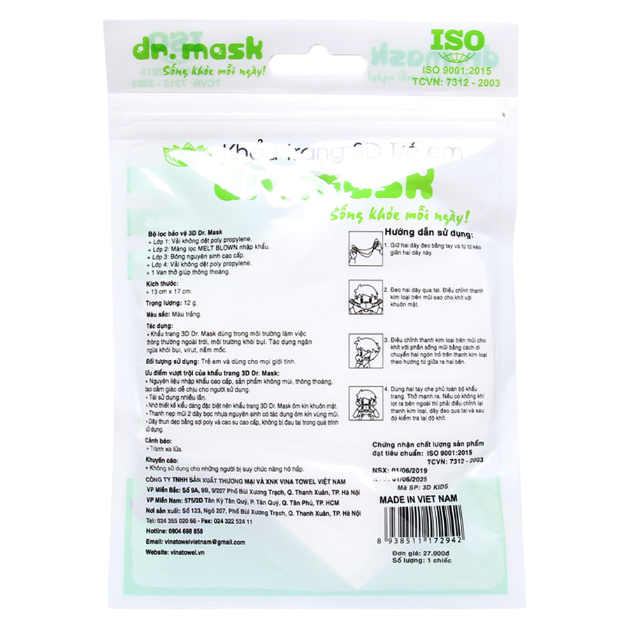 Khẩu trang trẻ em 3D Kids Dr Mask 2 khau trang tre em 3d kids dr mark 1