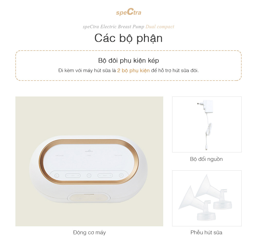 Máy hút sữa điện đôi kép Spectra Dual Compact 20 may hut sua dien doi kep spectra dual compact 13