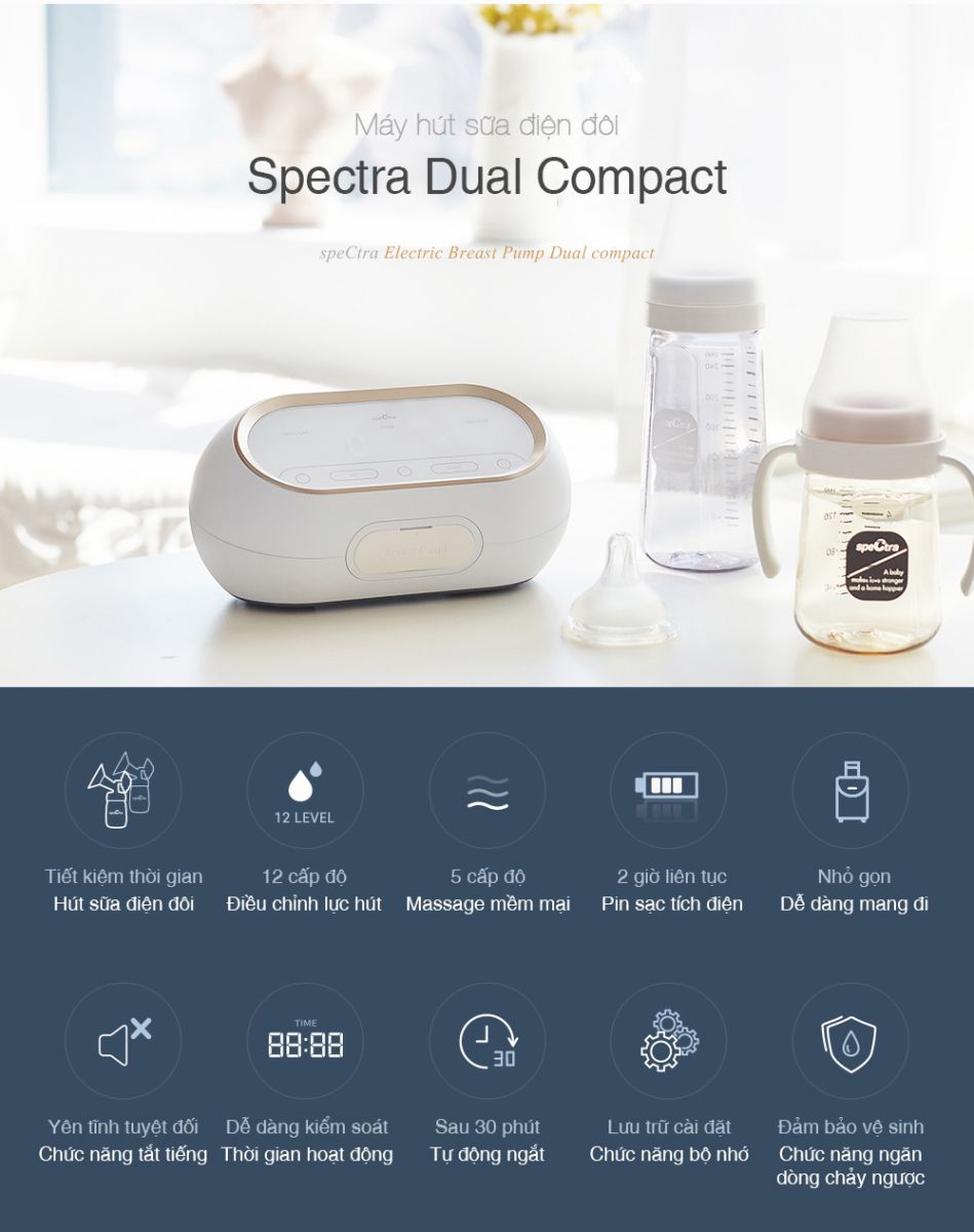 Máy hút sữa điện đôi kép Spectra Dual Compact 5 may hut sua dien doi kep spectra dual compact 14