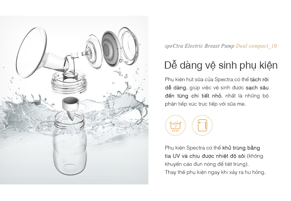 Máy hút sữa điện đôi kép Spectra Dual Compact 18 may hut sua dien doi kep spectra dual compact 18