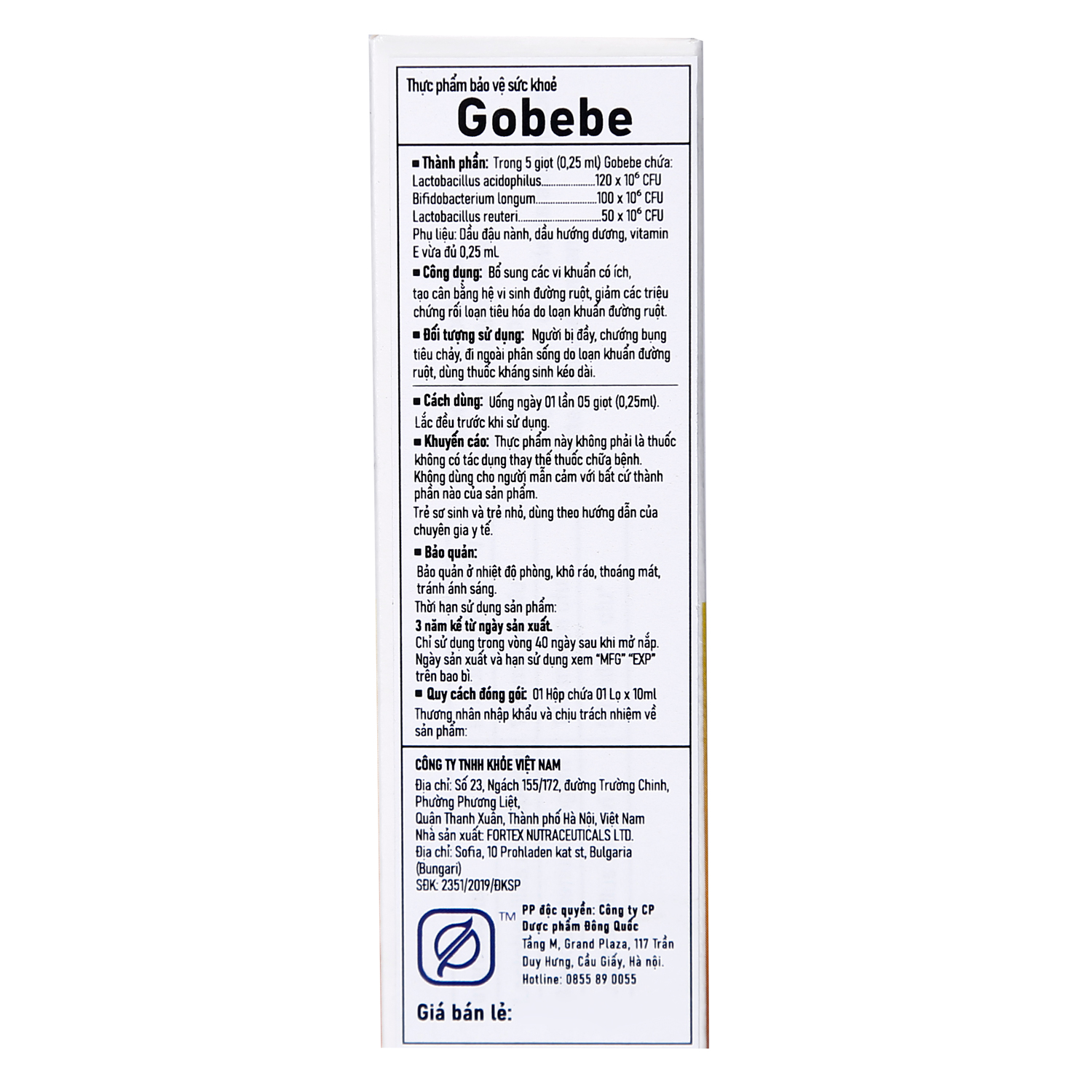 Men Vi sinh Gobebe Probiotic 0+ 10ml 5 men vi sinh gobebe probiotic 0 10ml 5