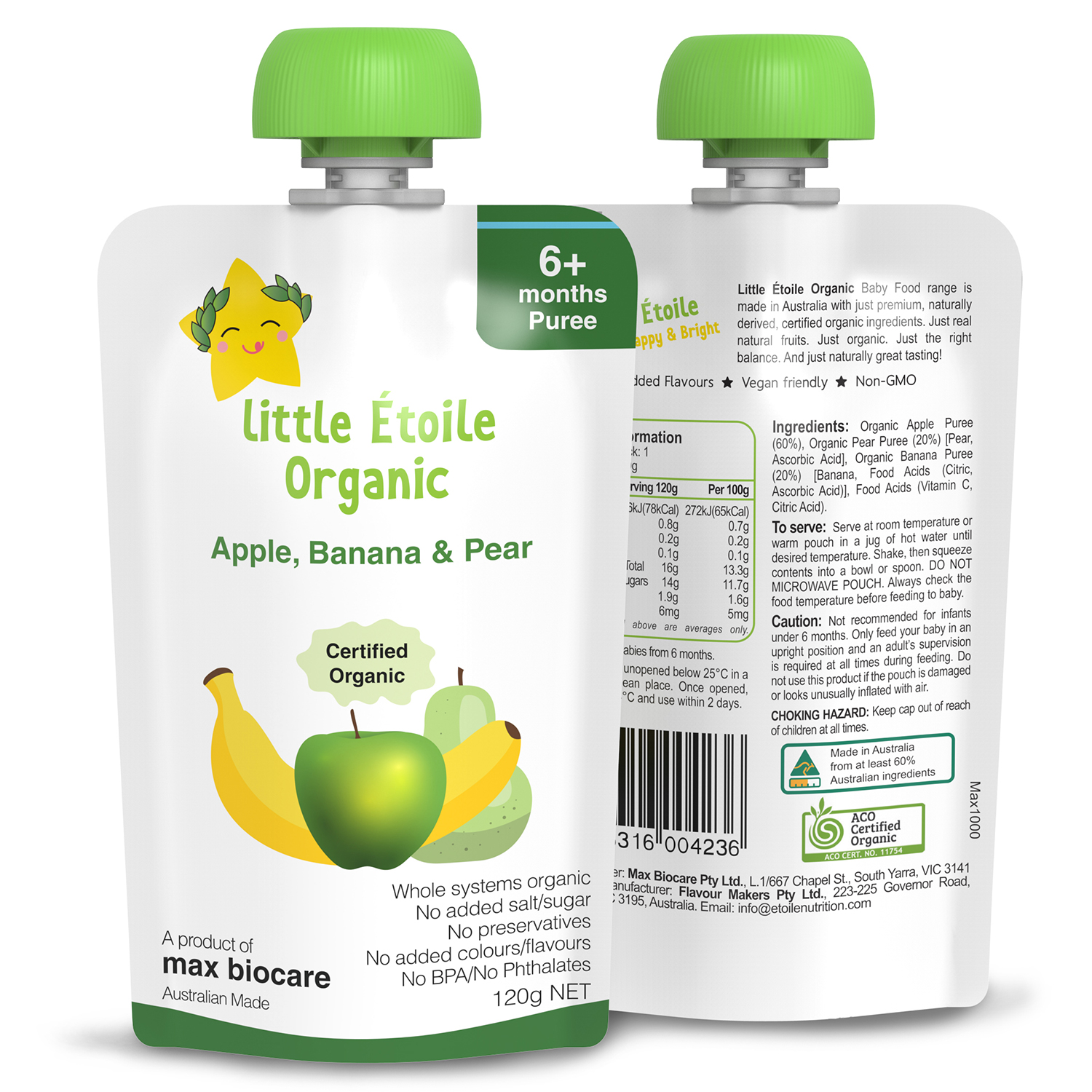 Thực phẩm dinh dưỡng hữu cơ Little Étoile Organic Vị Táo - Chuối - Lê 1 new thuc pham dinh duong huu co little etoile organic vi chuoi le